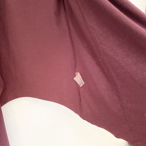 NM Neiman Marcus Drape Front Cardigan‎ Burgundy Maroon Cotton Blend Small - Picture 4 of 9